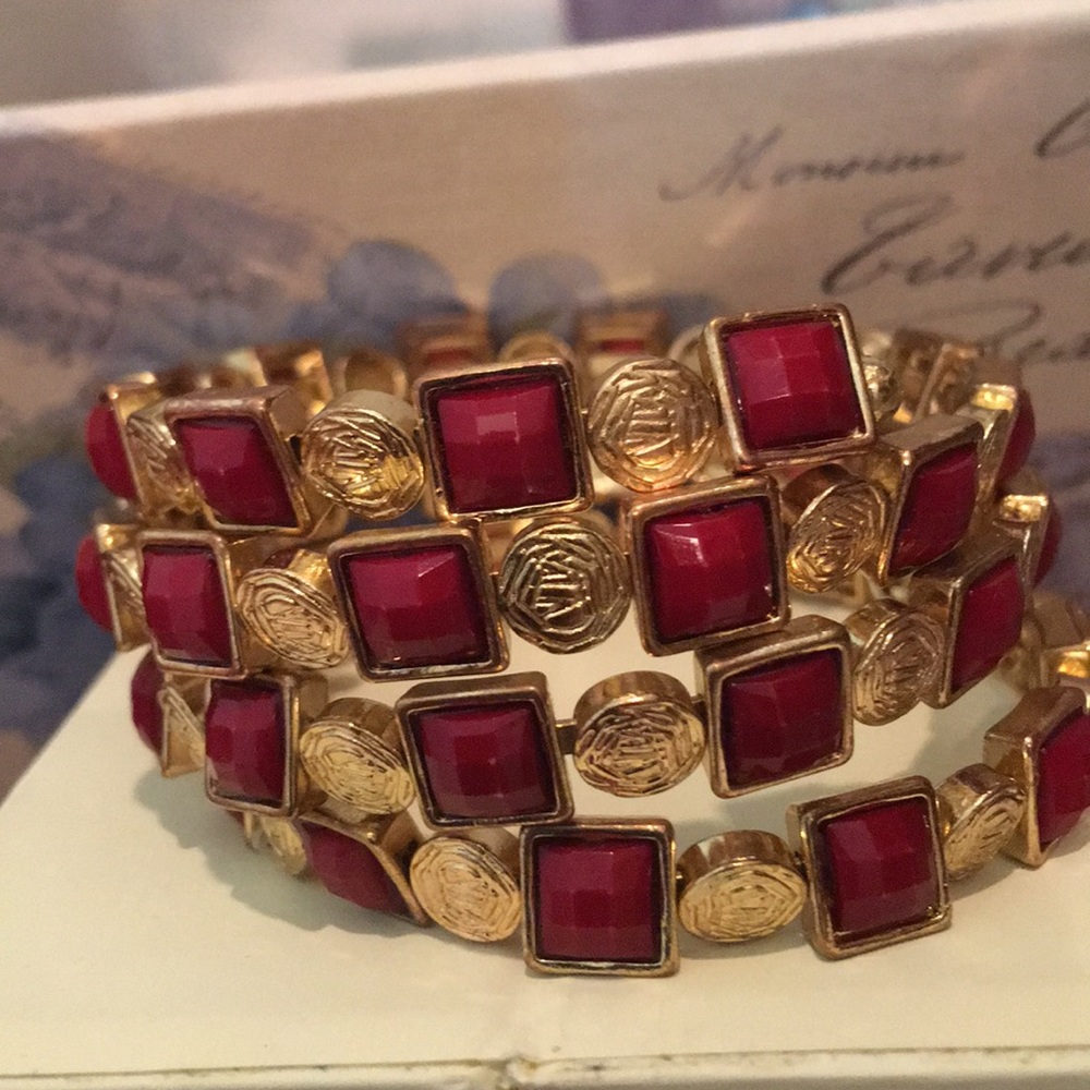NWOT Red and Gold Wrap Around Bracelet.